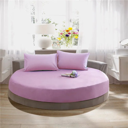 DecorBites™ Cotton Round Fitted Bed Sheet Set with Pillowcases