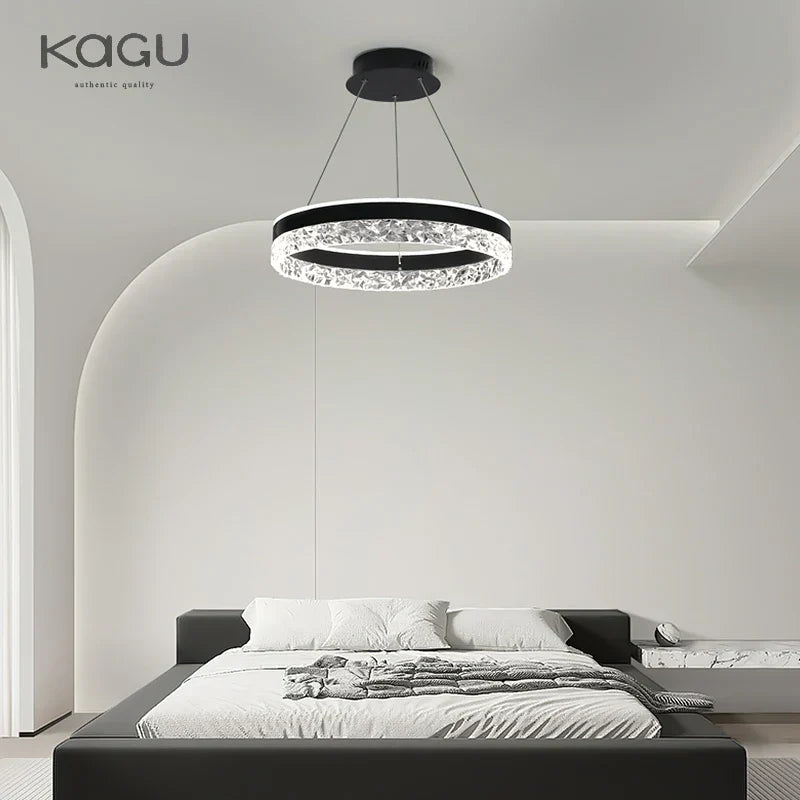 DecorBites™ Crystal Rings LED Chandelier Black&White Frame