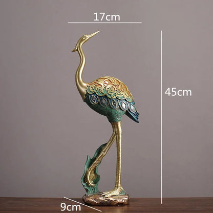 DecorBites™ Crane Bird Sculpture: Handcrafted Resin Ornament for Home Decor