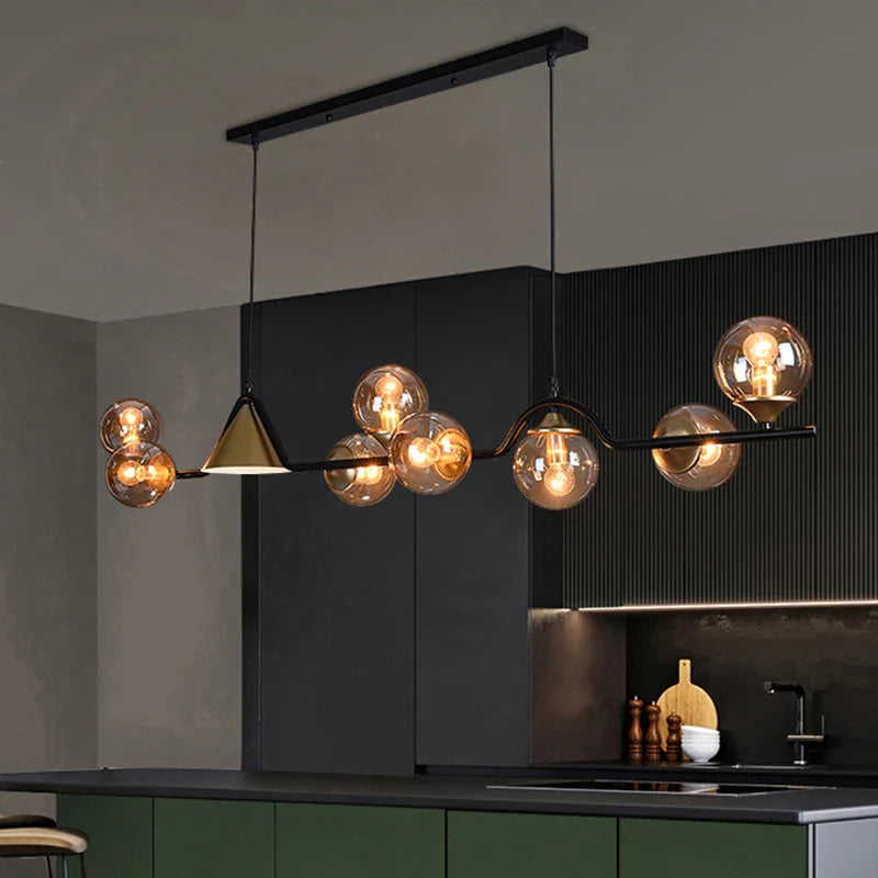 Nordic Glass Globe Pendant Chandelier in Smoky Grey