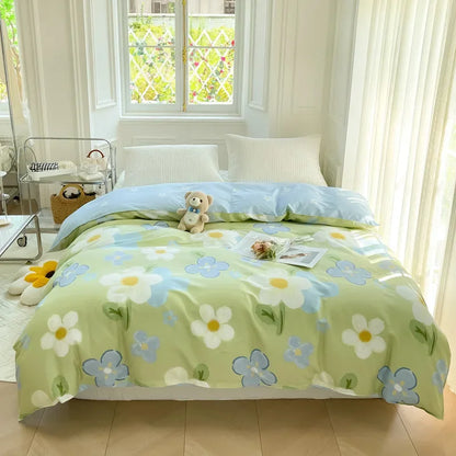 DecorBites™ Cotton Duvet Cover 240x220 King Size Flowers Design Comforter Cover