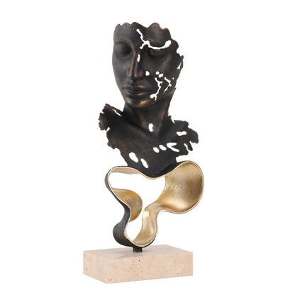 DecorBites™ Geometric Abstract Face Metal Statue Figurine Home Decoration