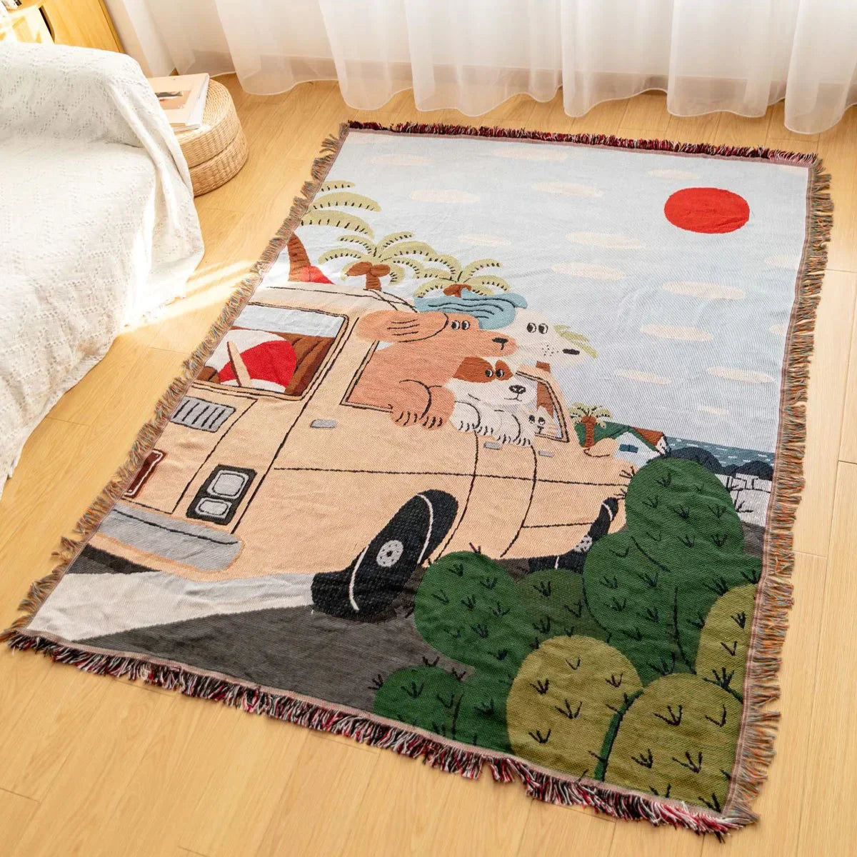 Tapestry Knit Sofa Blanket