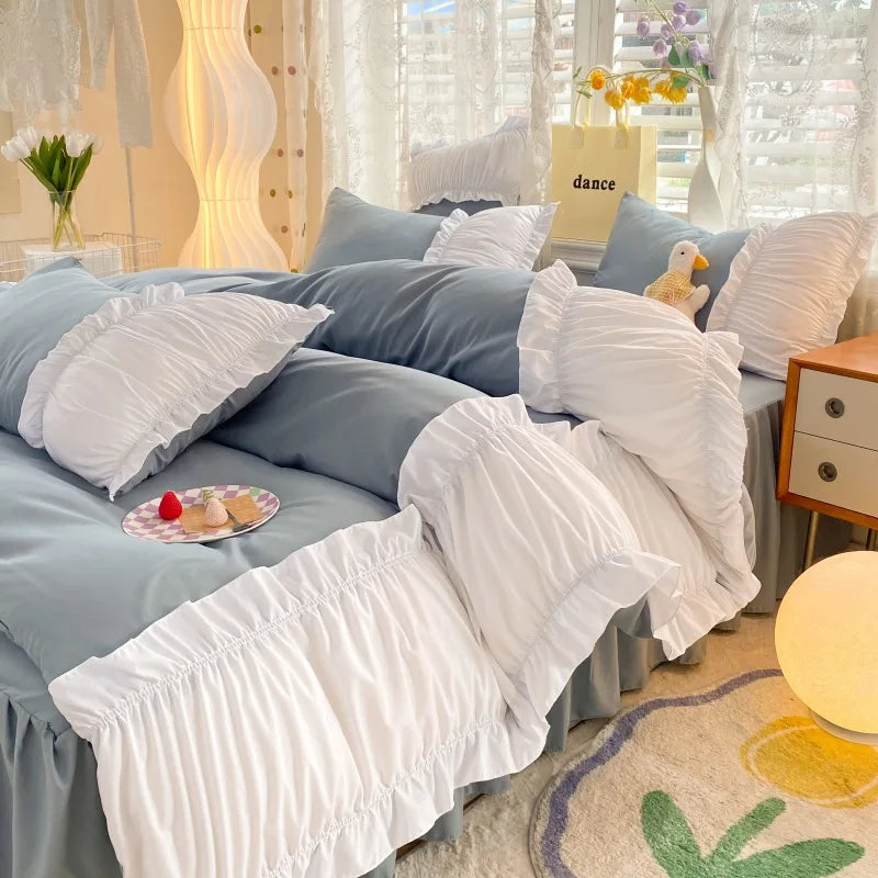 Solid Cotton Lace Bedding