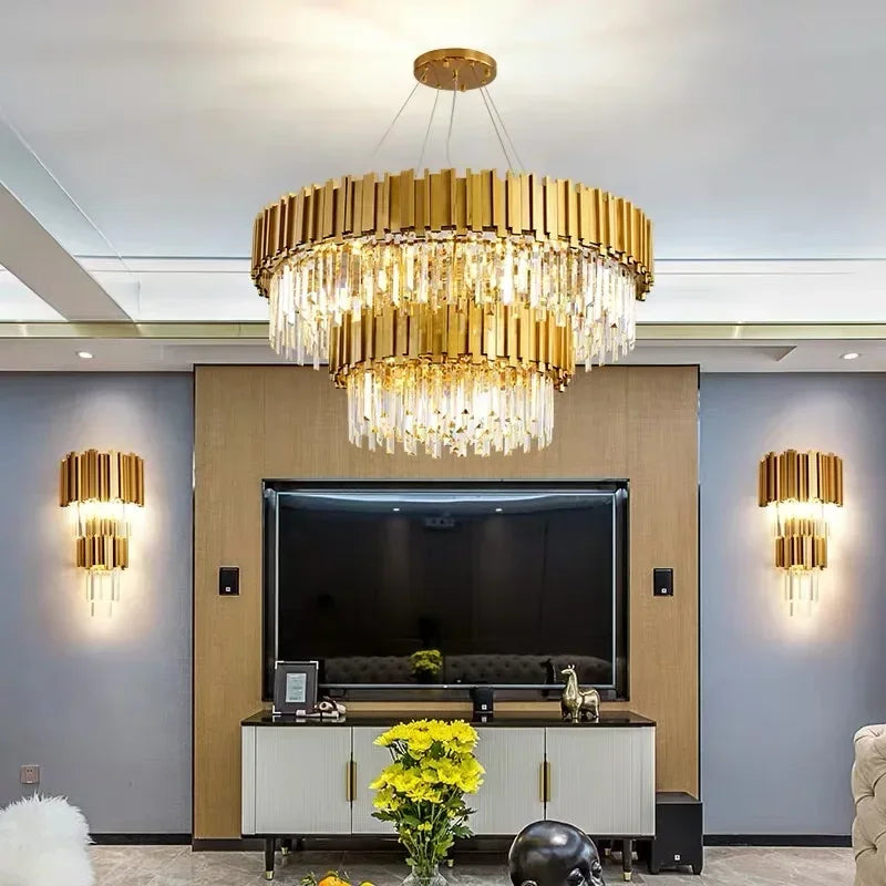 Golden Crystal Dining Chandelier