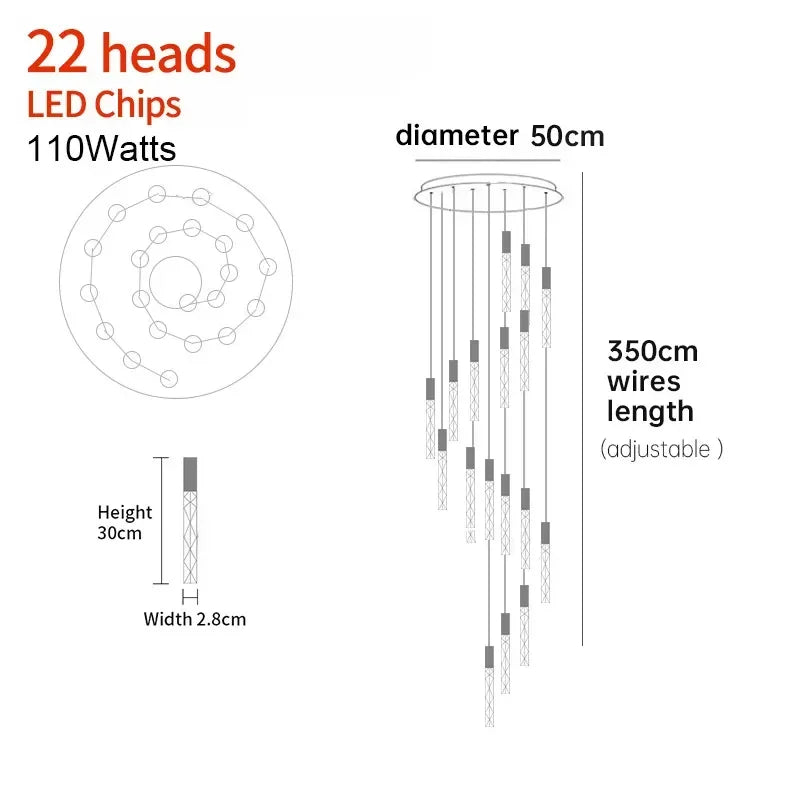 DecorBites™ Crystal LED Pendant Light: Luxury Lighting Fixture for Living Room, Bedroom, Hotel & Shop