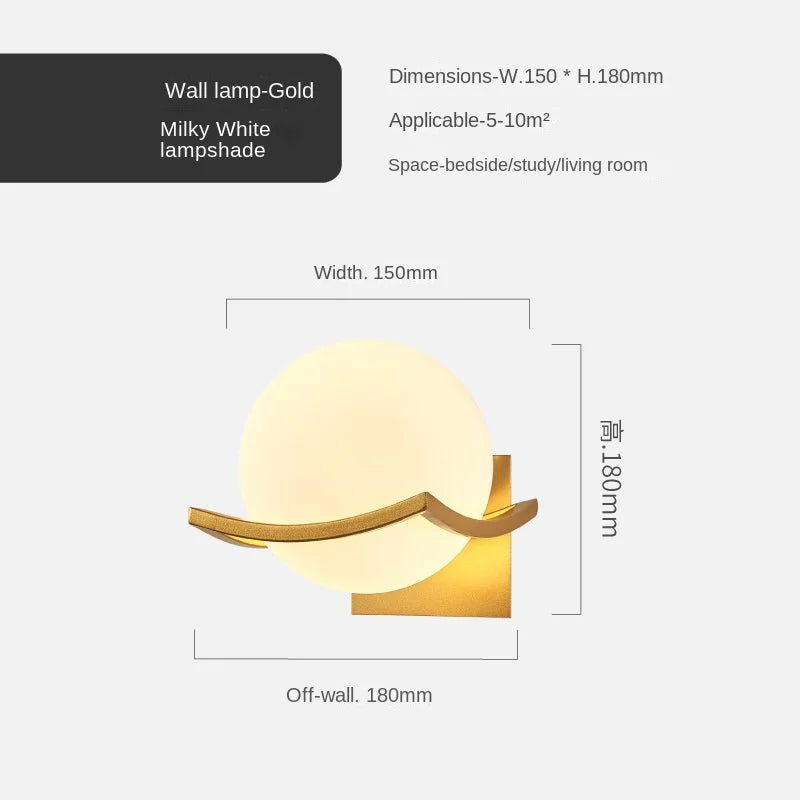 Gold Glass Ball Wall Lamp Sleek Modern Design