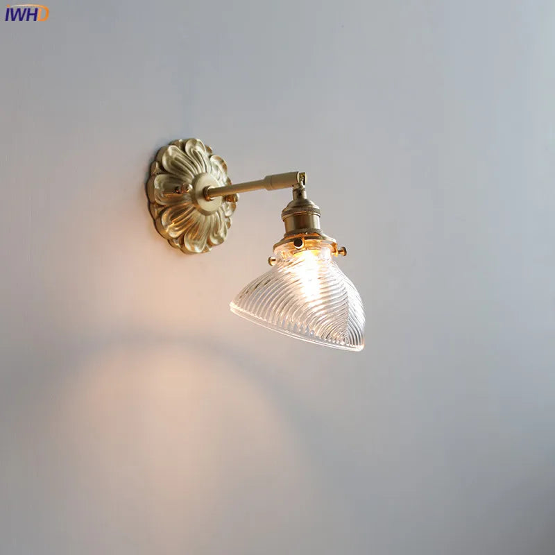 Green Glass Wall Lamp Copper Base Vibrant Hue