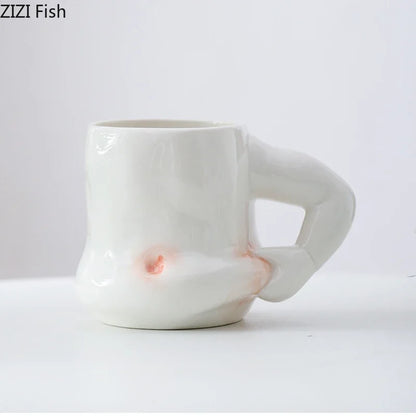 DecorBites™ Creative Pinch Belly Ceramic Cup Set for Dining Table Coffee Milk Tea Juice