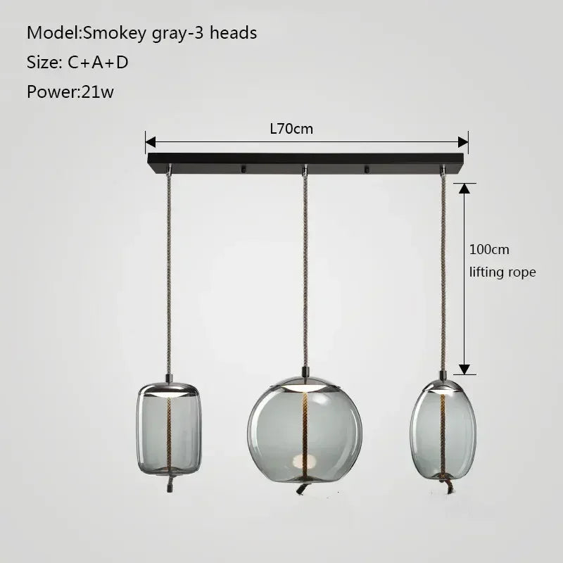 DecorBites™ Glass Knot Pendant Chandelier Light for Bedroom Kitchen Dining Room
