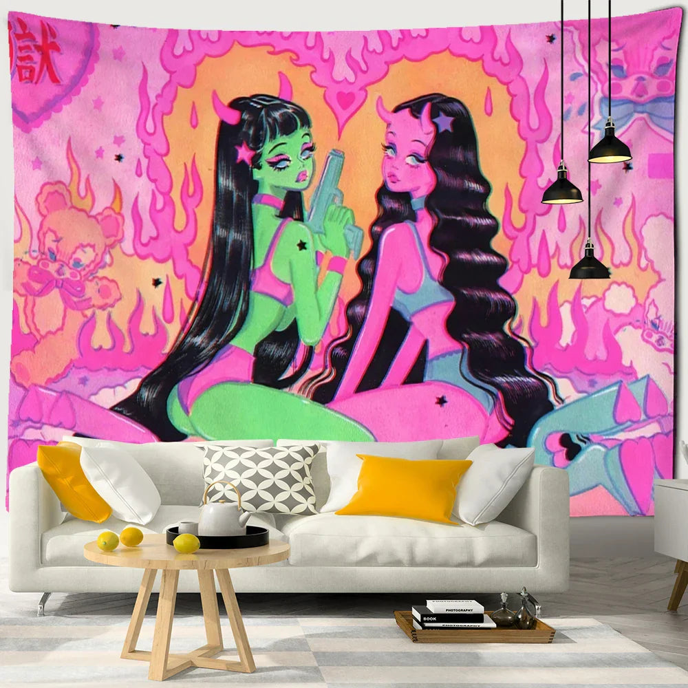 Anime Girl Tapestry Art