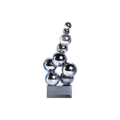 DecorBites™ Geometric Crystal Sculpture Silver Ball Home Decor Figurine