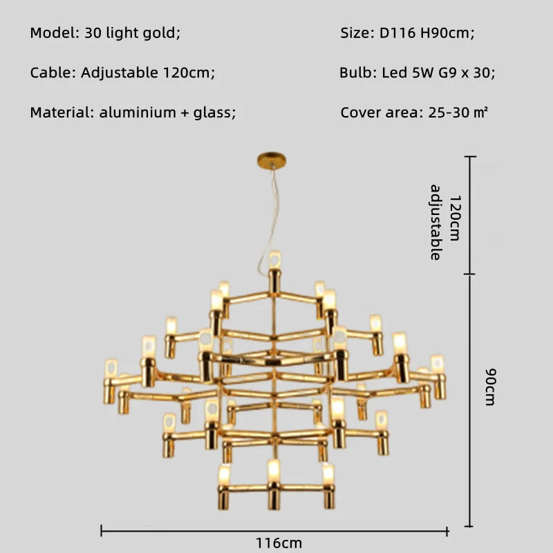 DecorBites™ Crown Major Chandelier: Modern Luxury LED Light for Kitchen, Hotel, Living Room