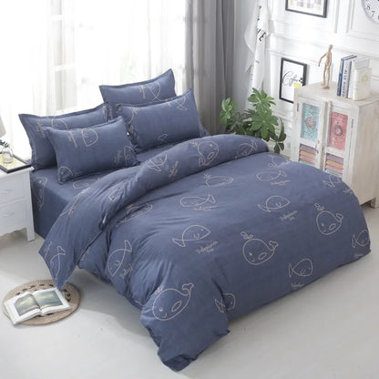 DecorBites™ Geometric Floral Bedding Set with Quilt Cover, Duvet Cover, Sheet, and Pillows