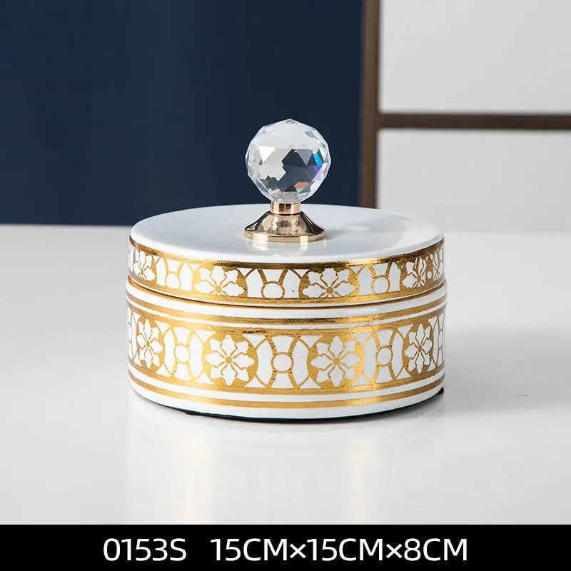 DecorBites™ Crystal Ball Ceramic Jewelry Box: Decorative Storage Jar for Home Organization