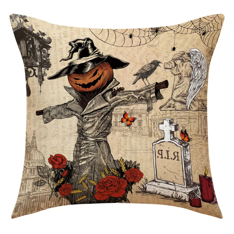 Pumpkin Witch Print Pillowcase