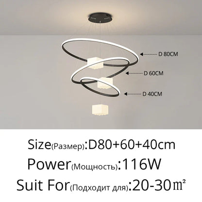 DecorBites™ LED Chandelier: Modern White Hanging Light for Living Room Kitchen, Indoor Decor Lamps