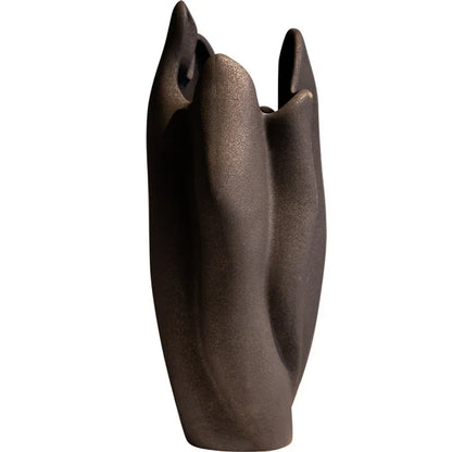 DecorBites™ Irregular Pleated Ceramic Vase for Home Decoration and Floral Arrangement