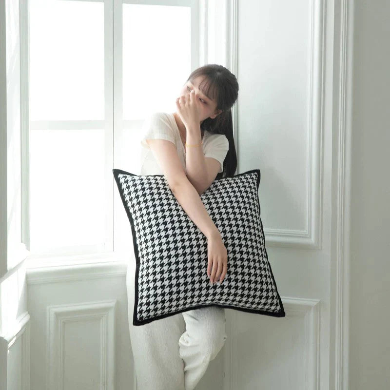 DecorBites™ Houndstooth Jacquard Pillowcase 45X45CM – Nordic Simple Decorative Throw Pillow Cover