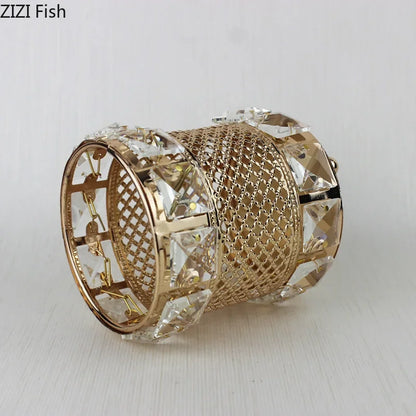 DecorBites™ Gold Plated Hollow Glass Jar: Elegant Makeup Brush & Pen Holder