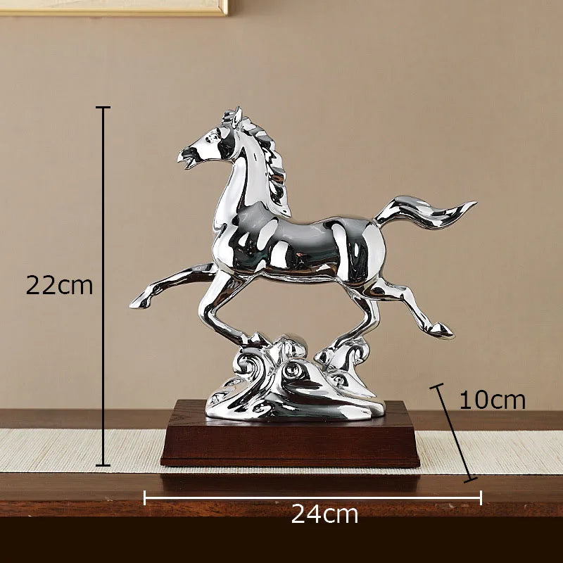 DecorBites™ Golden Horse Mascot Resin Statue Artwork for Aesthetic Room Decor