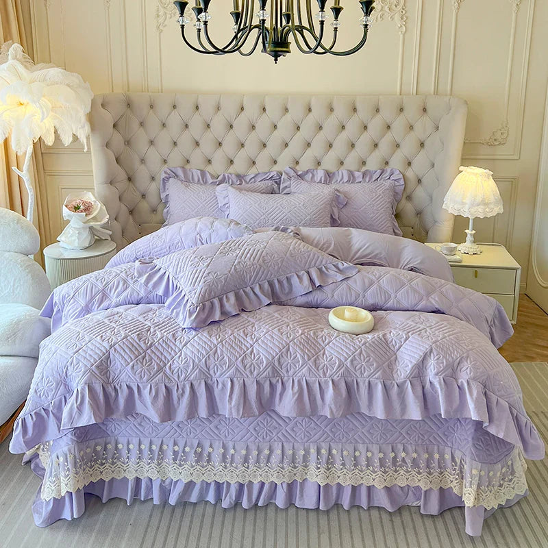 Quilted Lace Ruffle Bedding