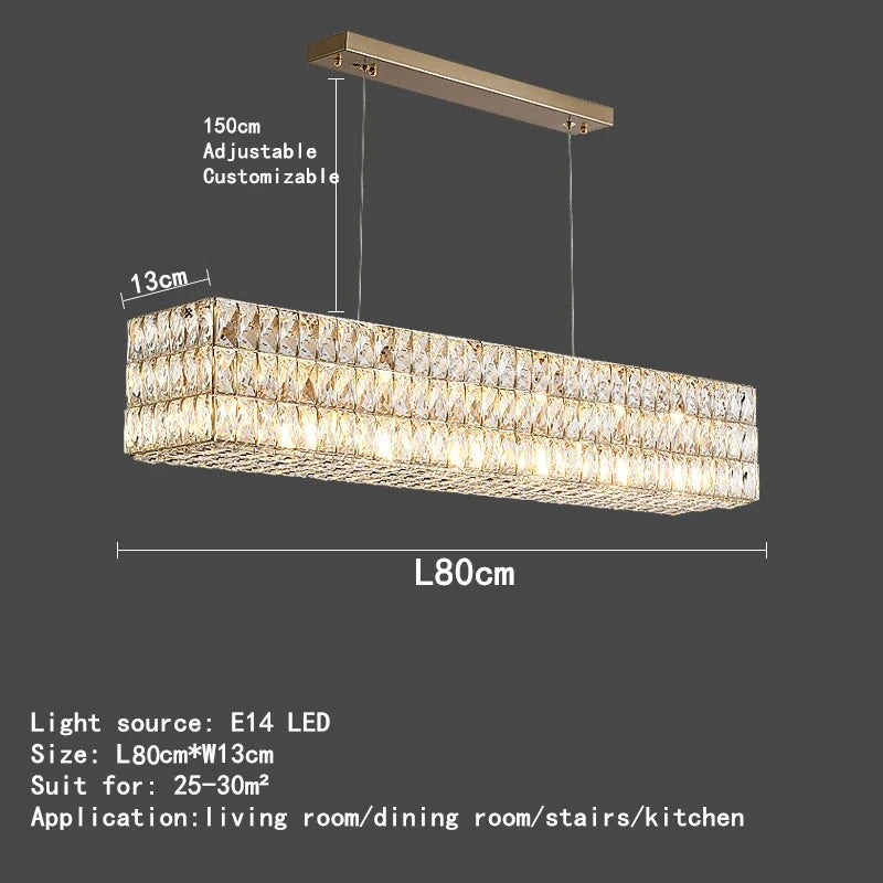 Crystal Ring Pendant Light Gold 2-Ring D100cm