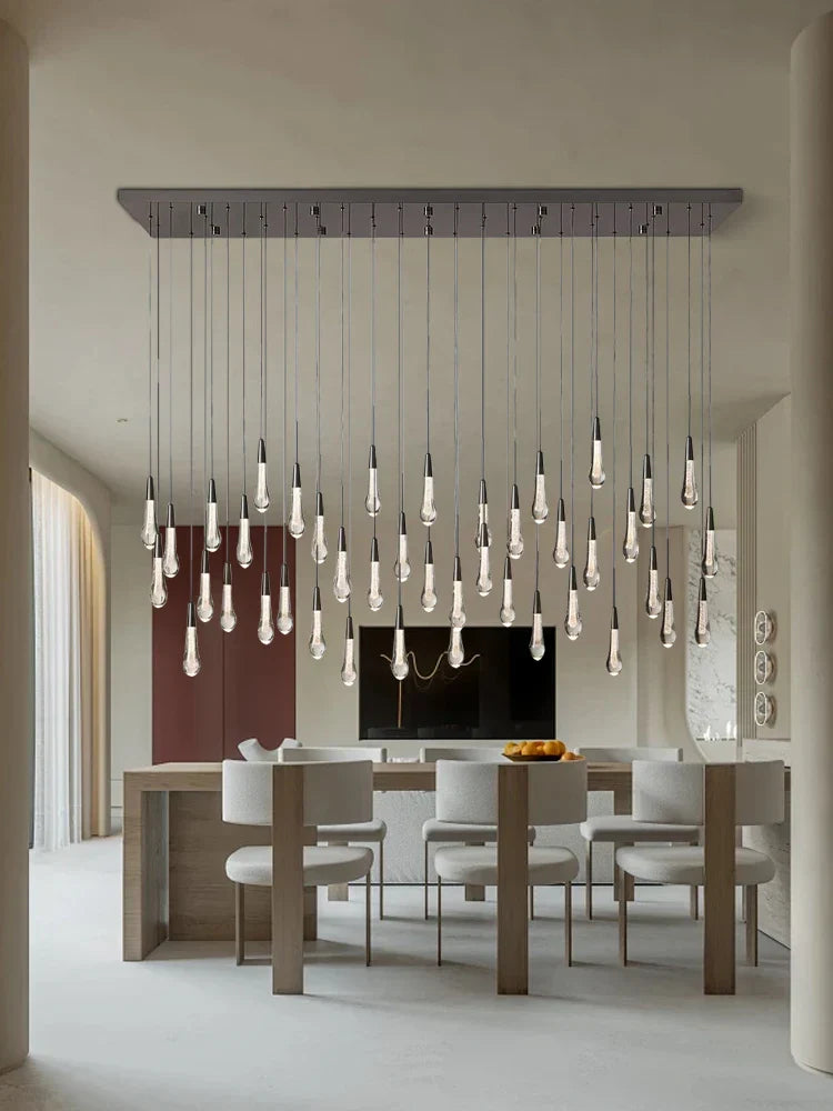 DecorBites™ Crystal Water-drop Ceiling Chandelier: Elegant Dining Table Lighting Fixture