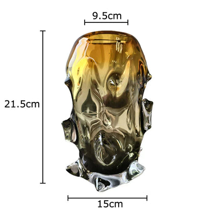 DecorBites™ Amber Glass Vase for Modern Home Decor & Flower Arrangement