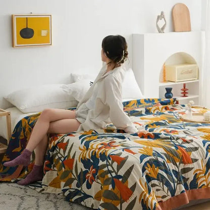 DecorBites™ Cotton Gauze Leisure Blanket - Soft Boho Decor for Beds & Sofas