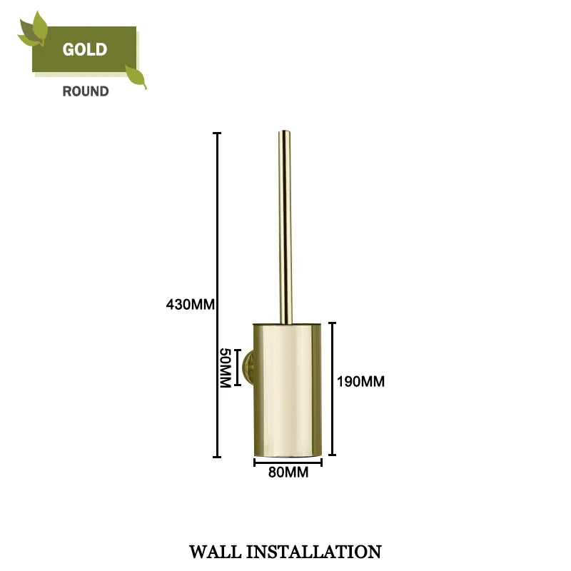 DecorBites™ Gold Toilet Brush Set with Wall Mount Holder