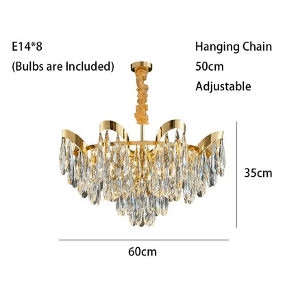 DecorBites™ LED Sunflower Crystal Ceiling Chandelier - Modern Living Dining Room Hanging Light