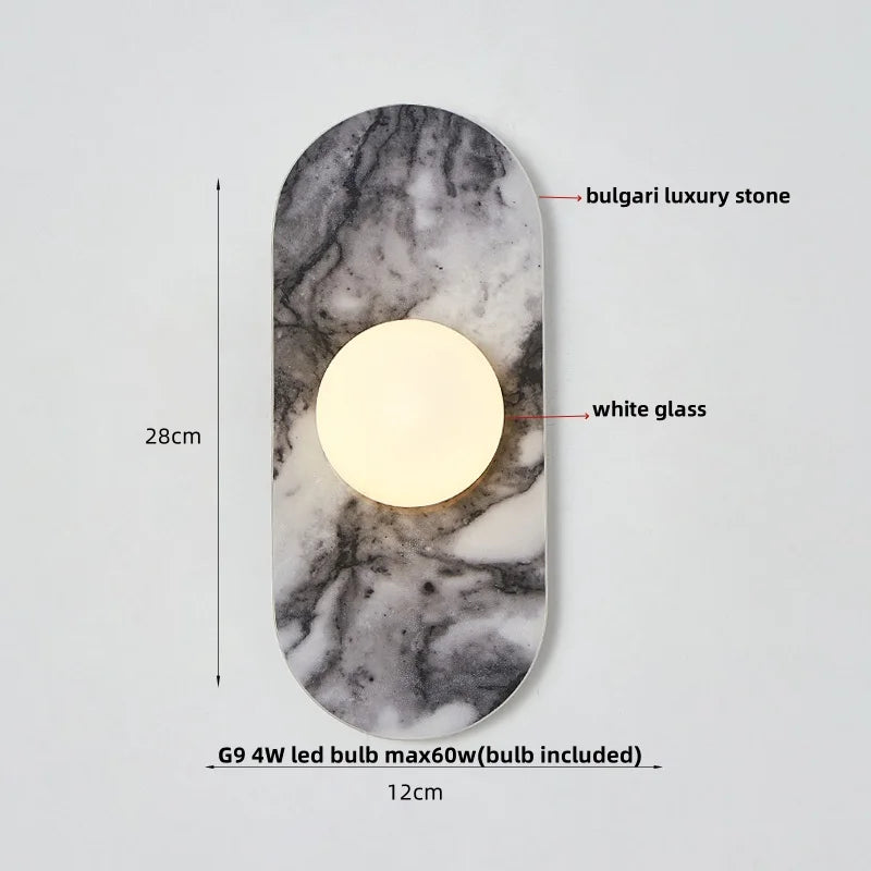 DecorBites™ Glass Globe LED Wall Lamp: Modern Nordic Stone Bathroom Mirror Light