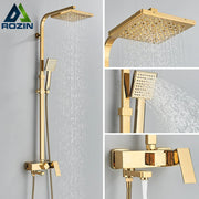 Gold Rainfall Shower Set 8-Inch Wall-Mounted Head