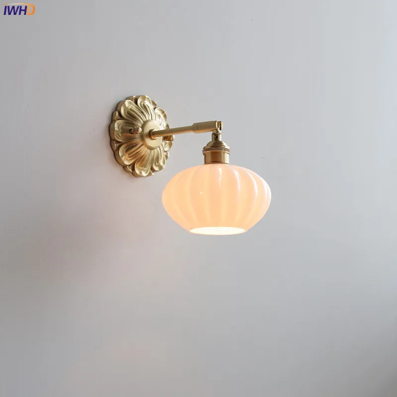 Green Glass Wall Lamp Copper Base Vibrant Hue