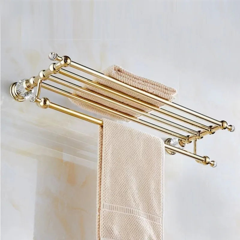 DecorBites™ Crystal Bathroom Towel Rack: European Style Hardware Bath Organizer