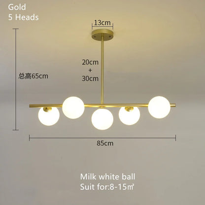 DecorBites™ Glass Ball Pendant Chandeliers - Modern LED Hanging Lights for Home Decor