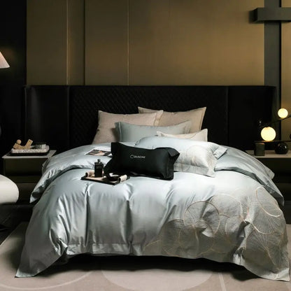 DecorBites™ Embroidered Egyptian Cotton Bedding Set - Queen/King, Luxury Bed Sheet & Pillowcases