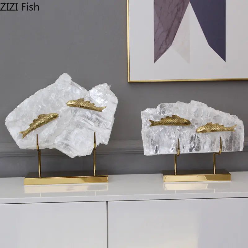 Gold Crystal Fish Ornament