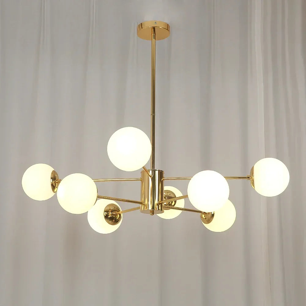 DecorBites™ Adjustable Ball Glass Lustre Chandelier for Living, Dining, Bedroom Lighting
