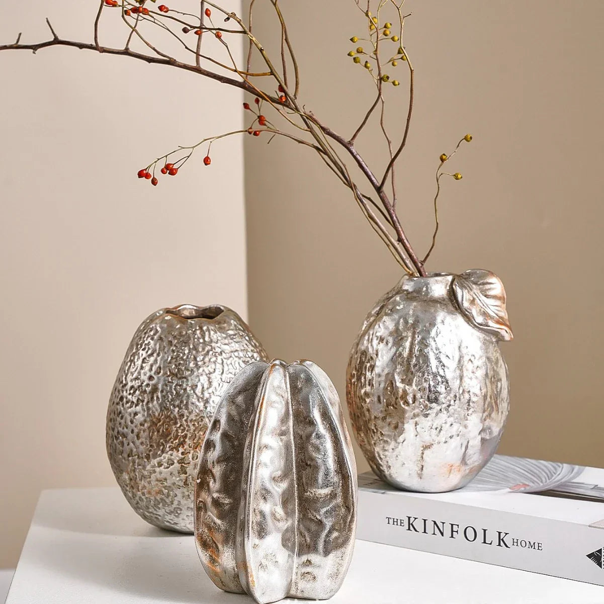 Gold Ceramic Fruit Vase