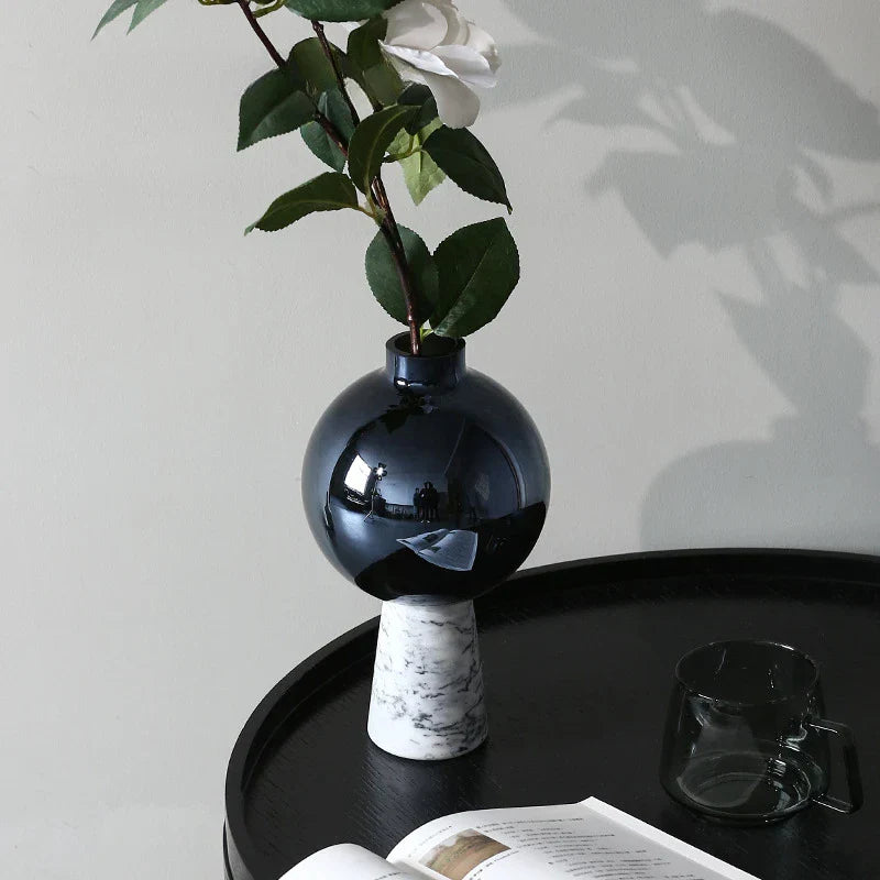 DecorBites™ Geometric Circle Star Glass Vase: Handicraft Home Decor Flower Arrangement Accessory