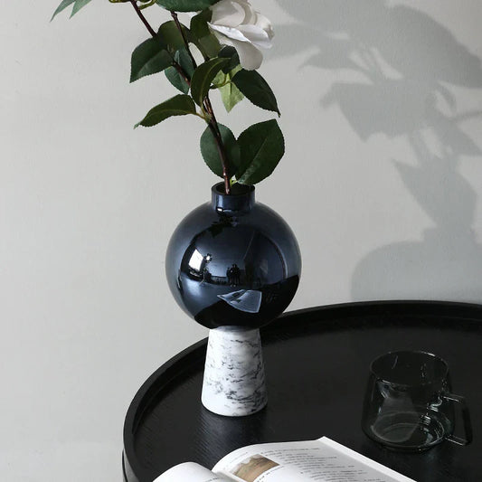 DecorBites™ Geometric Circle Star Glass Vase: Handicraft Home Decor Flower Arrangement Accessory