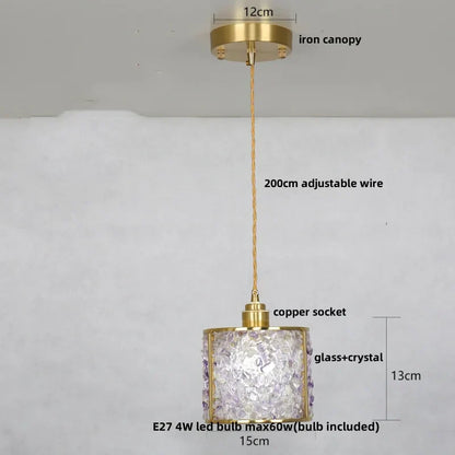 DecorBites™ Crystal Glass LED Pendant: Tiffany Style Hanging Light for Living Room