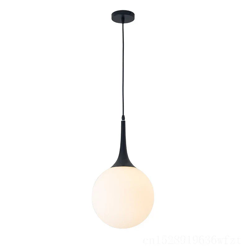 DecorBites™ Glass Ball LED Pendant Lights for Modern Living Room, Black/White Horn Fixtures