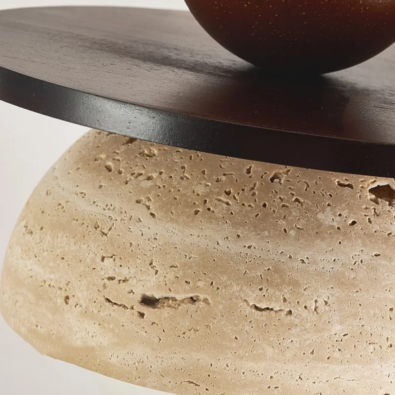 DecorBites™ Glass Ball LED Pendant Lamp for Coffee Living Dining Room with Natural Wood and Stone
