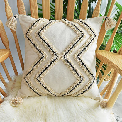DecorBites™ Geometric Embroidery Cushion Cover with Tassel, Home Decor Pillowcase, Various Sizes