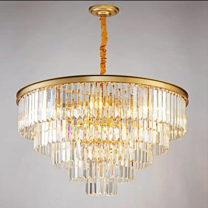 DecorBites™ Crystal Gold Black LED Chandelier: Modern Multi-Storey Pendant Lamp Lighting