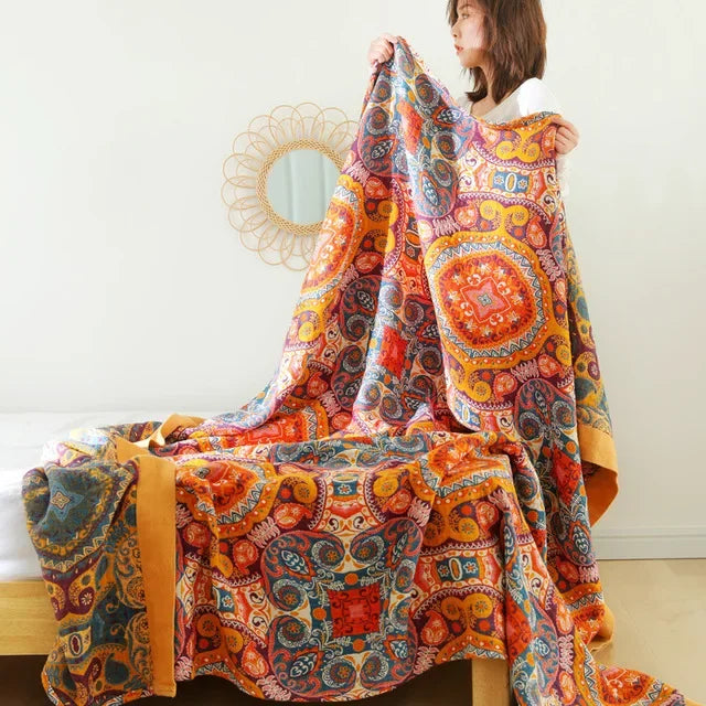 Cotton Gauze Flower Throw