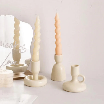 DecorBites™ Geometric Ceramic Candle Holder Set - Decorative Home Decor Ornaments